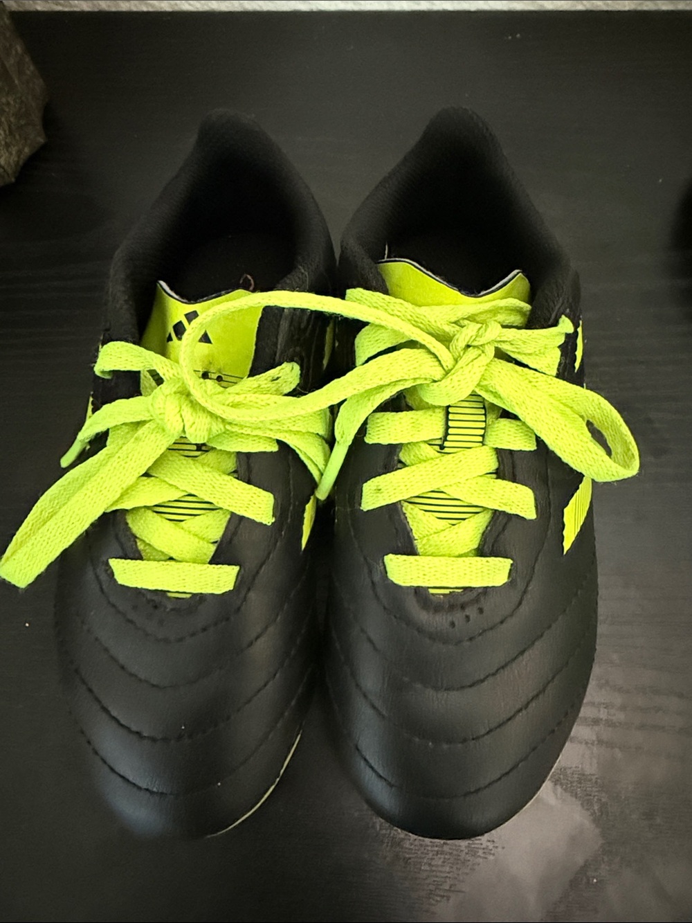 adidas Kids Black and Neon Green Athletic Sneakers